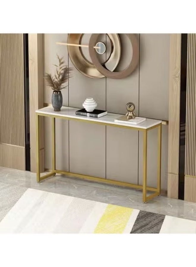 Raffine Modern Marble Console Table with Gold Metal Frame Luxury Entryway Sofa Table for Hallway, Living Room & Foyer Size 100x75x35 cm - Image 3