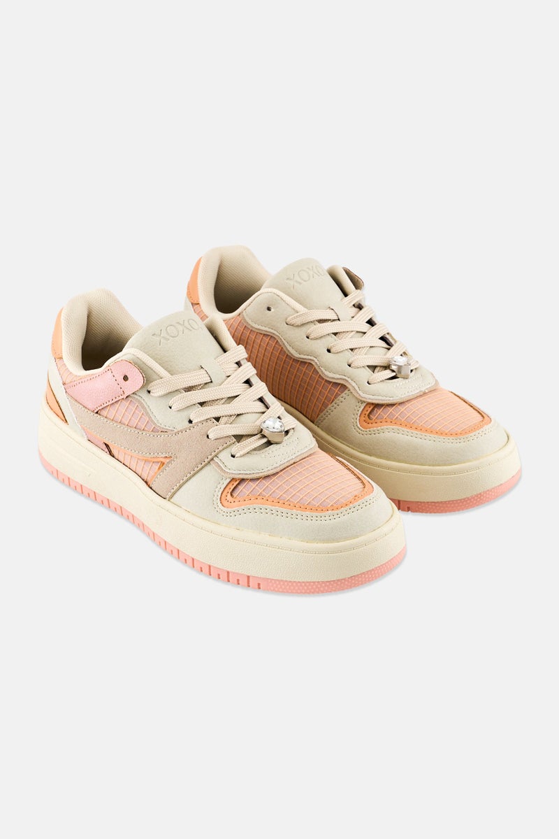 XOXO Women Lace Up Sneaker Shoes, Multicolor - Image 1