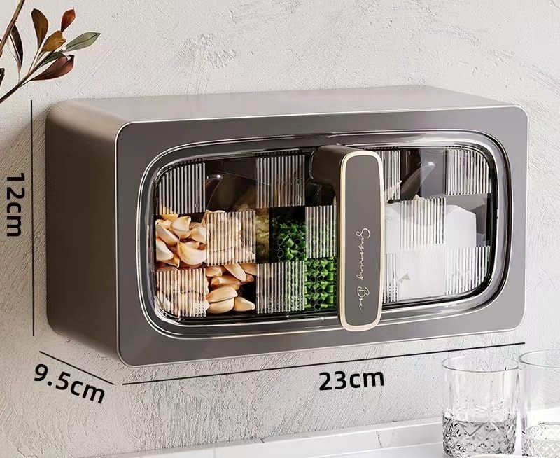 VPGS VPGS Seasoning Box with SpoonWall Ergonomic Seasoning Jars Adhesive Household Seasoning Box for Home Kitchen Restaurant 1 Pcs  - Image 4