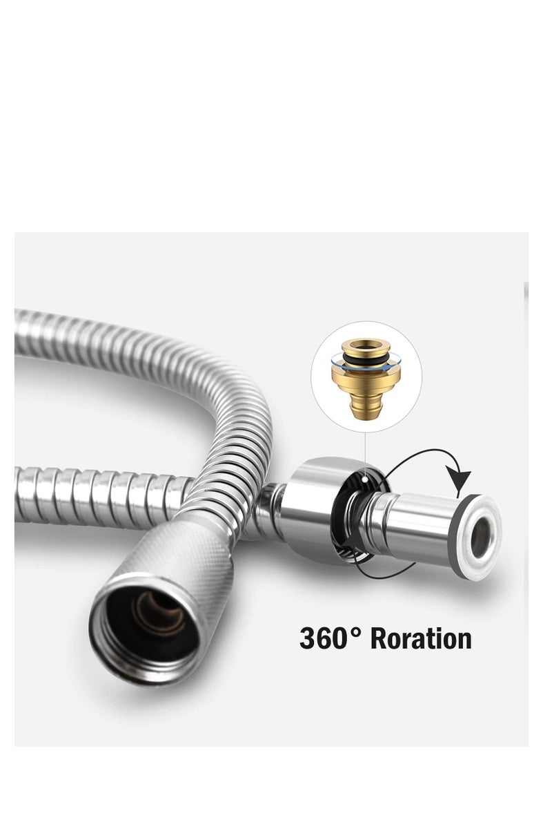 Flushrenic 2m Handheld Shower Hose, 78.7Inches Extra Long Stainless Steel Flexible Replacement Hose for Handheld Shower Heads,Unique double lock design .high pressure and temp resistant.High quality stainless steel outer tube ensuring durability - Image 4