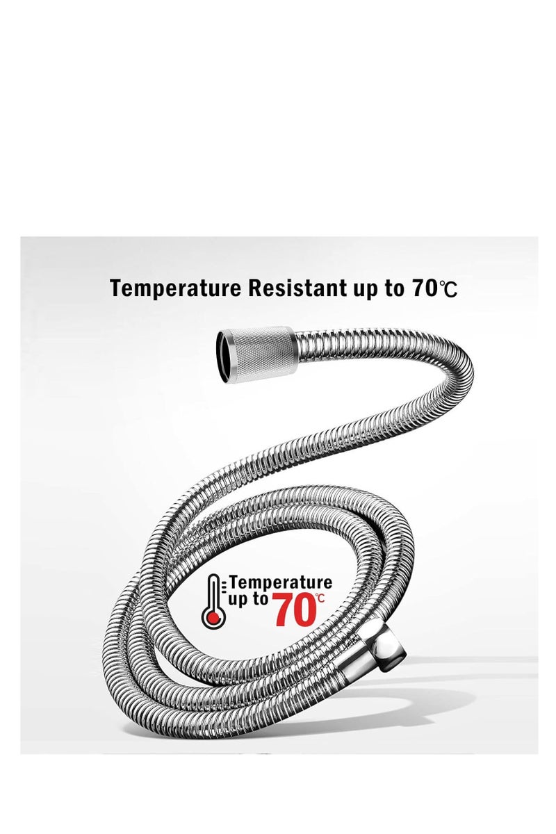 Flushrenic 2m Handheld Shower Hose, 78.7Inches Extra Long Stainless Steel Flexible Replacement Hose for Handheld Shower Heads,Unique double lock design .high pressure and temp resistant.High quality stainless steel outer tube ensuring durability - Image 5