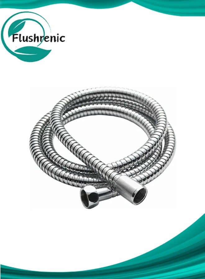 Flushrenic 2m Handheld Shower Hose, 78.7Inches Extra Long Stainless Steel Flexible Replacement Hose for Handheld Shower Heads,Unique double lock design .high pressure and temp resistant.High quality stainless steel outer tube ensuring durability - Image 1