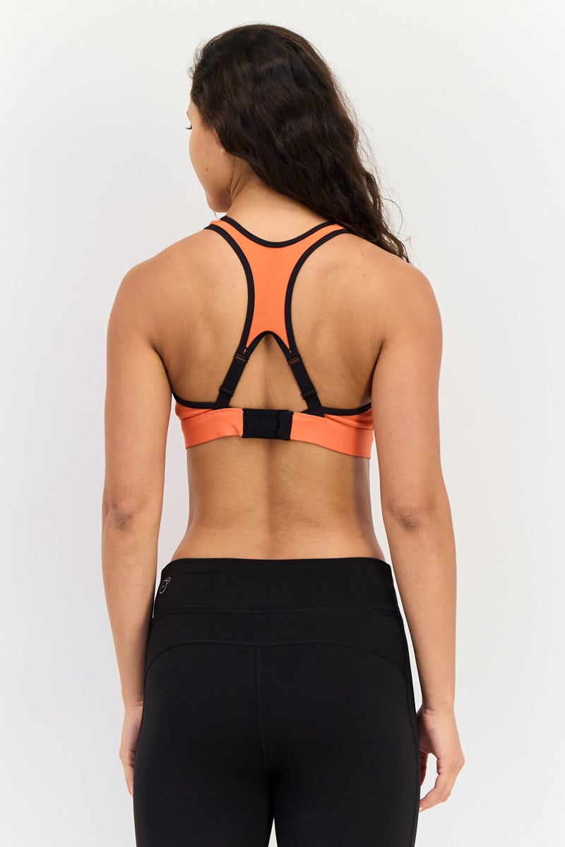 Reebok Women Brand Logo Padded Sports Bra, Red - Image 4