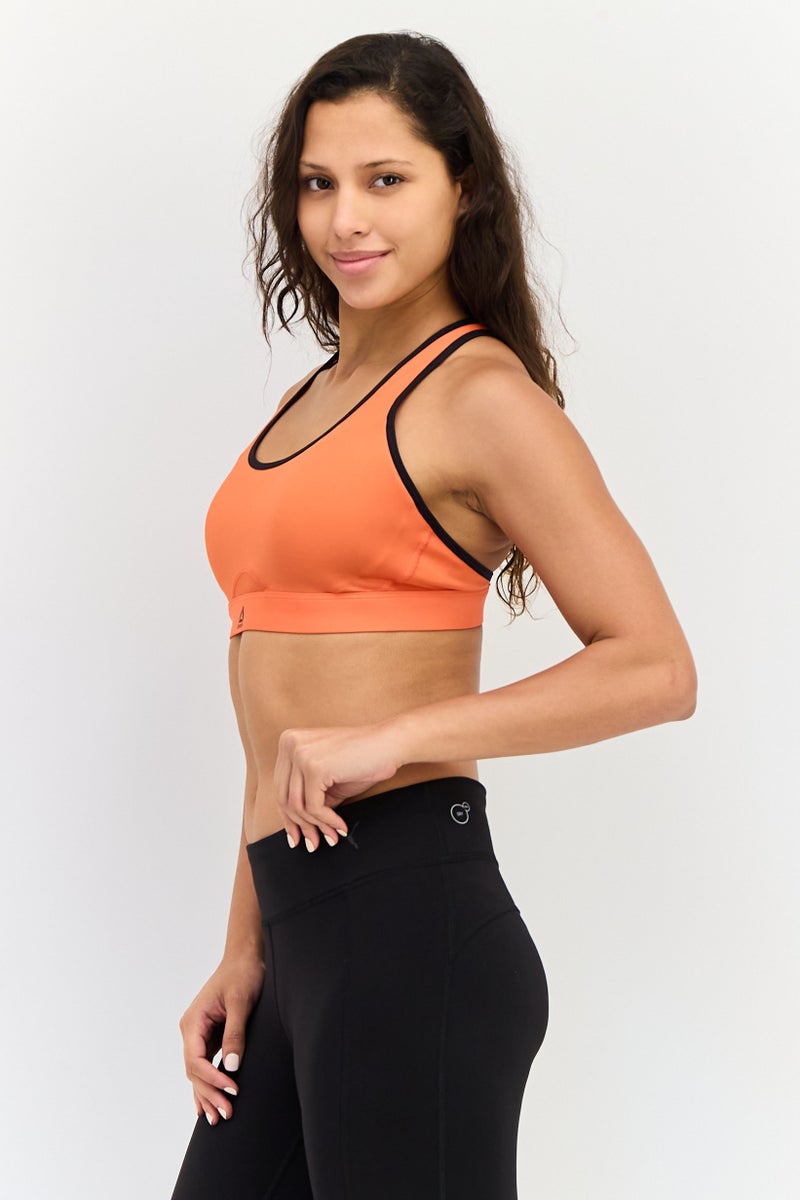 Reebok Women Brand Logo Padded Sports Bra, Red - Image 3