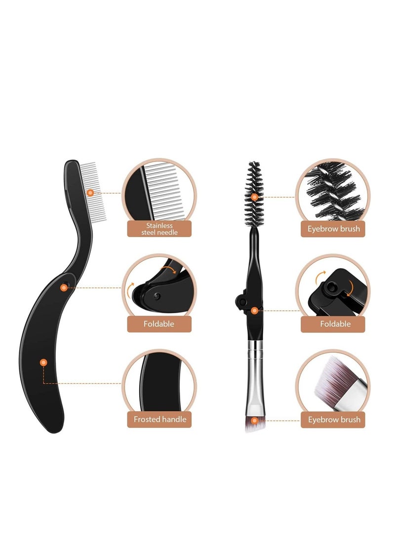 Excefore Folding Eyebrow Comb Eyelash Separator Grooming Brush for Making Up Supplies, set of 4, Black  - Image 3
