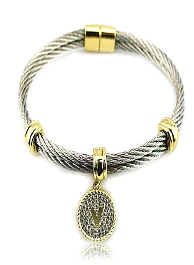 BIJOUX BOBBI [Luxury Packaging Alphabets Initial Wire Bracelets & Necklaces - Quality Guaranteed (Letter - V) - Image 3
