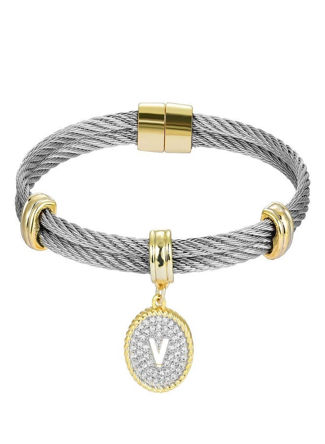 BIJOUX BOBBI [Luxury Packaging Alphabets Initial Wire Bracelets & Necklaces - Quality Guaranteed (Letter - V) - Image 1