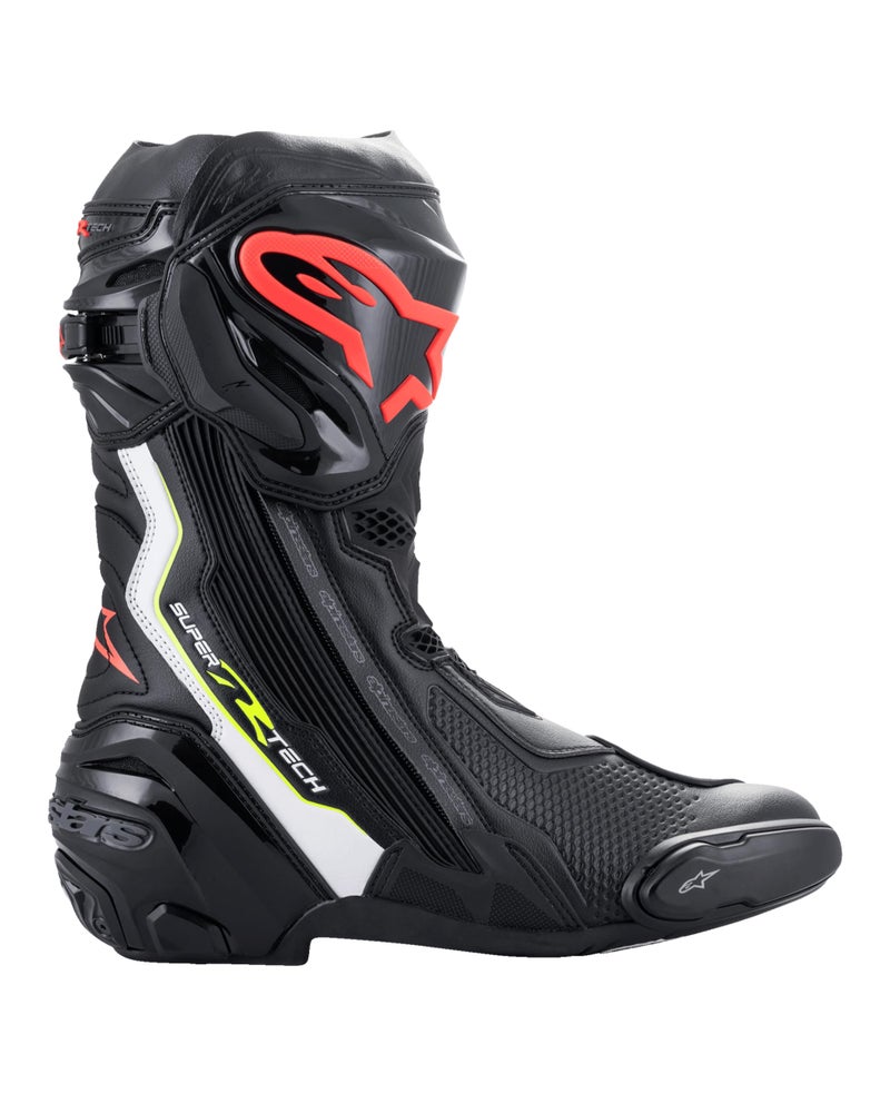 Alpinestars Supertech R Motocycle Racing Boots CECertified HighPerformance Protection Footwear 40 BlackWhiteRed FluoYellow Fluo