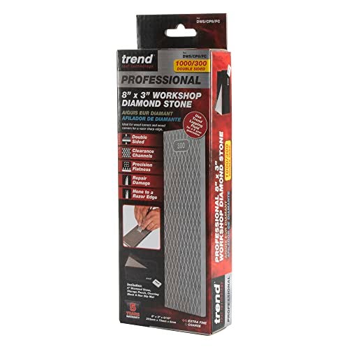Trend New Diamond Sharpening Stone Kit, 8 x 3 Inch Double Sided (300/1000 Grit) Bench Stone with Pouch, Cleaning Block & Non-Slip Mat, DWS/CP8/FC/A - Image 2