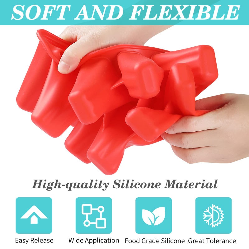 KULENAND Popsicle Molds,Silicone Ice Pop Molds,BPA Free Popsicle Mold Reusable Easy Release Ice Pop Maker,Homemade Popsicle Mould with Silicone Funnel and Cleaning Brush (Red, 10 Cavities) - Image 2