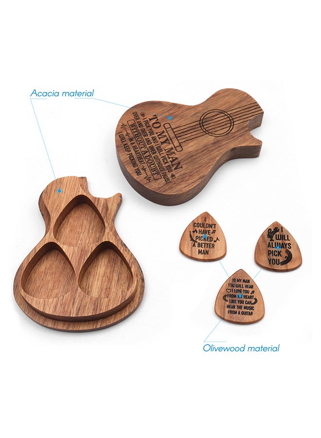 إسكدنيا 3 حاويات خشبيّة ل3 قطع من ريشة الجيتار مصنوعة من خشب الزيتون - Image 4