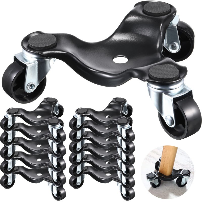 Tallew 12 Pcs Furniture Moving Dolly 3 Wheel Steel Tri Dolly Heavy Duty Movers Mobile Rollers Triangle Swivel Caster Easy Moving Tool for Home Furniture 200 Lbs Load Capacity 