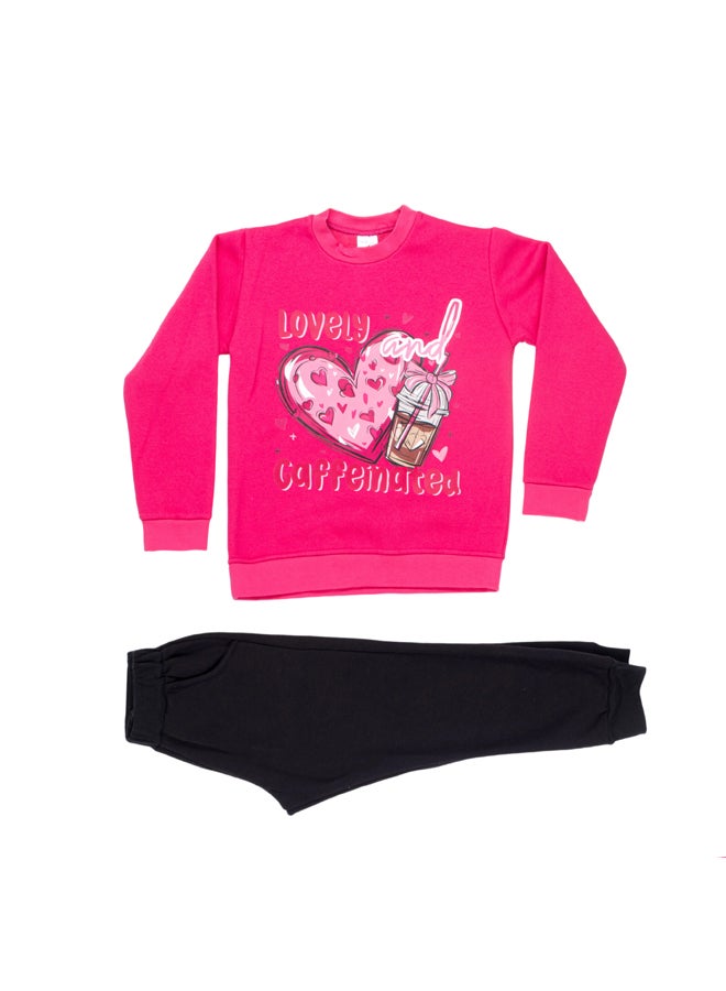 Papillon Girl Melton Printed Winter Pajama Set