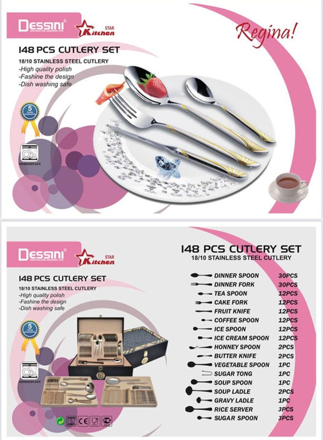 Dessini 148Pcs Cutlery Set Silver - Image 4