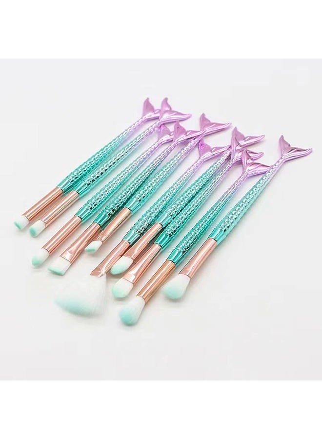 FULINJOY Makeup Brush Set 10Pcs Eye Makeup Brushes, Eyeshadow Concealer Eyeliner Brow Blending Brush Tool - Image 1
