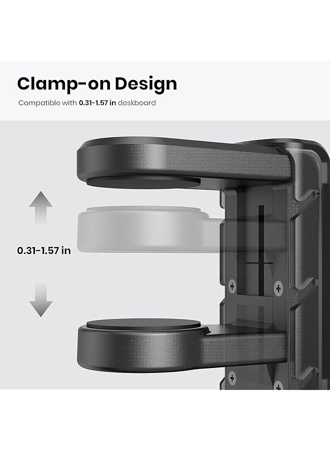 إيروريكس حامل سماعات رأس ووحدة تحكم 3 في 1 للألعاب مع ذراع دوارة قابلة للتعديل وحامل سماعات رأس تحت المكتب وخطاف وحدة تحكم سماعة رأس عالمي مع منظم كابلات أسود معدني أسود - Image 4