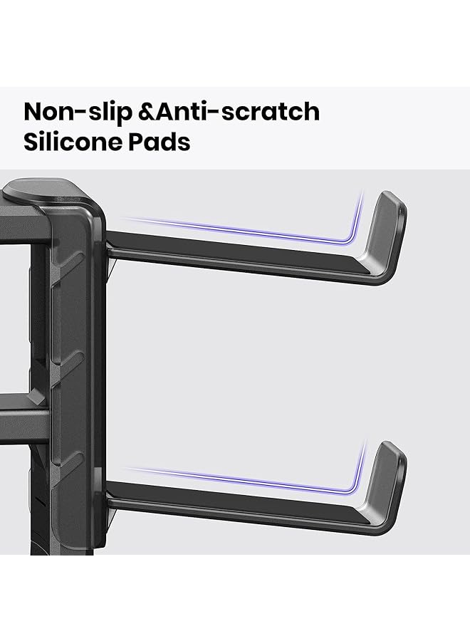 إيروريكس حامل سماعات رأس ووحدة تحكم 3 في 1 للألعاب مع ذراع دوارة قابلة للتعديل وحامل سماعات رأس تحت المكتب وخطاف وحدة تحكم سماعة رأس عالمي مع منظم كابلات أسود معدني أسود - Image 5