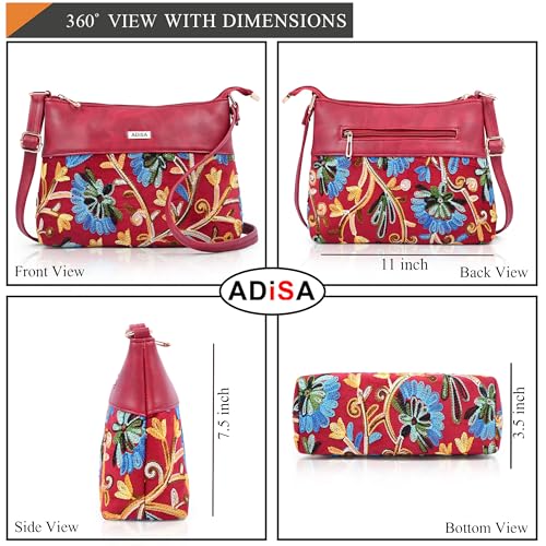 ADISA Women's Girls Embroided Sling Bag (SL5152-MAR) - Image 2