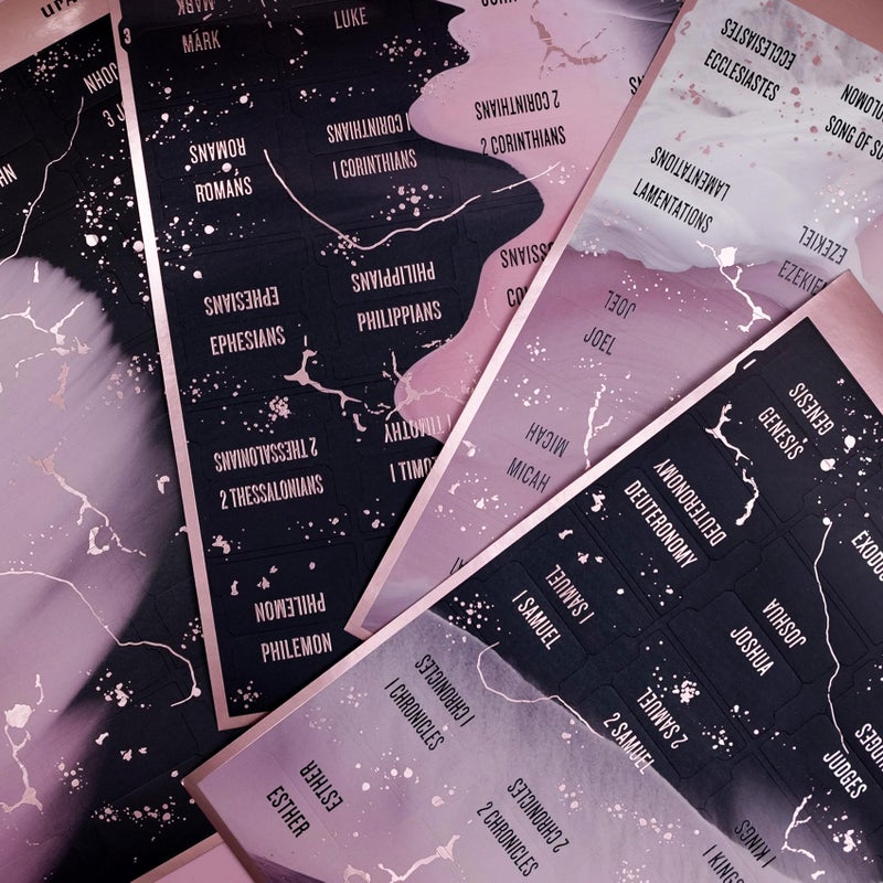 UPAFEXXI-Laminated Bible Tabs (Pink and Black Foil Embossed Lettering), Bible Tabs for Women and Men, Reposition Large Print Stickers, Easy to Read and Apply, 80Chapters Labels for Easy Navigation - Image 4