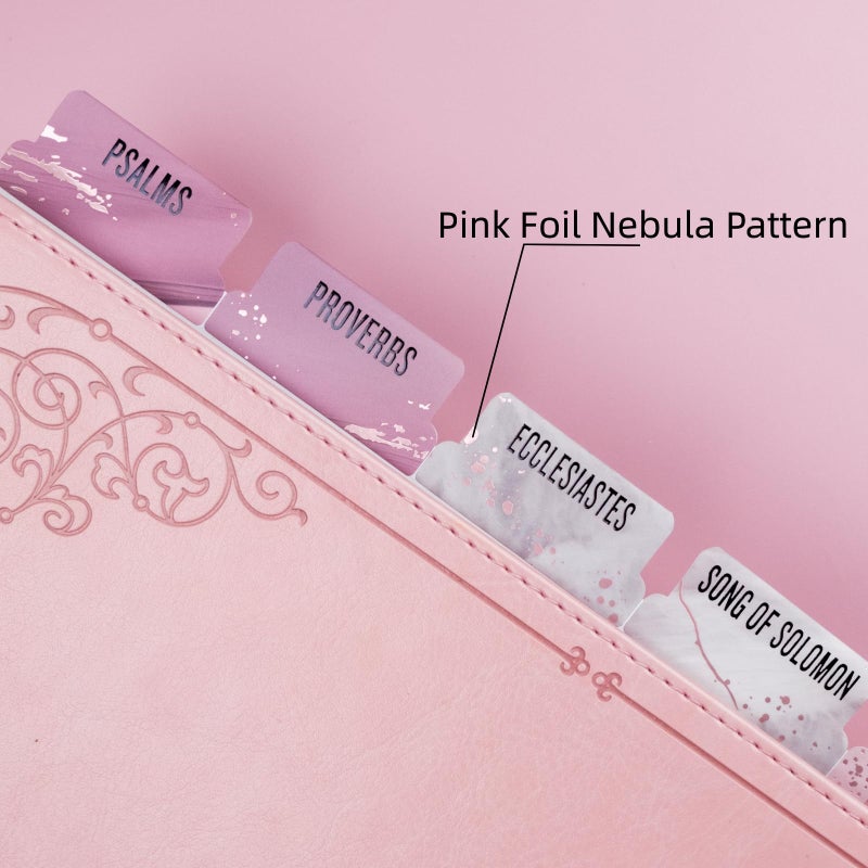 UPAFEXXI-Laminated Bible Tabs (Pink and Black Foil Embossed Lettering), Bible Tabs for Women and Men, Reposition Large Print Stickers, Easy to Read and Apply, 80Chapters Labels for Easy Navigation - Image 3