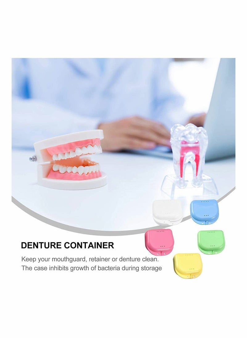 Retainer Case Set with Air Vent Holes - Travel Storage Box for Dentures, False Teeth, Mouth Guards (5 Pcs) - Image 3