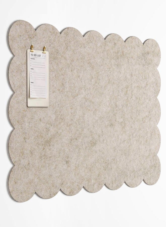 Orelle Scalloped Felt Bulletin Board | 35 x 23” | Foldable Peel and Stick Felt Board for Wall | Alternative Cork Board for Office, Message Board, Kids Art Display | Beige - Image 1