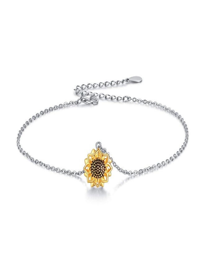 POPLYKE 925 Sterling Silver Sunflower Anklet for Women You Are My Sunshine Anklets Summer Jewelry - Image 1
