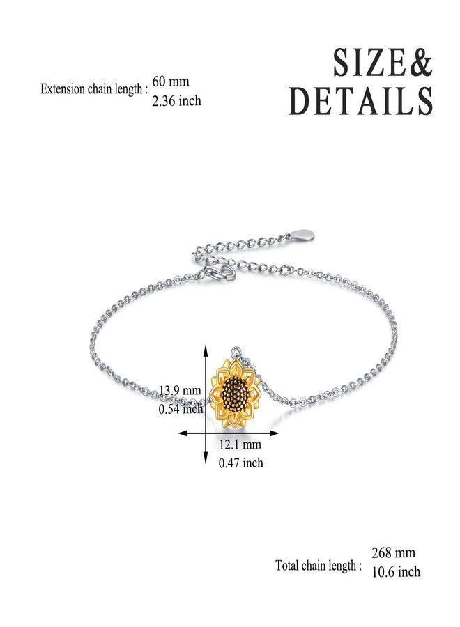 POPLYKE 925 Sterling Silver Sunflower Anklet for Women You Are My Sunshine Anklets Summer Jewelry - Image 3