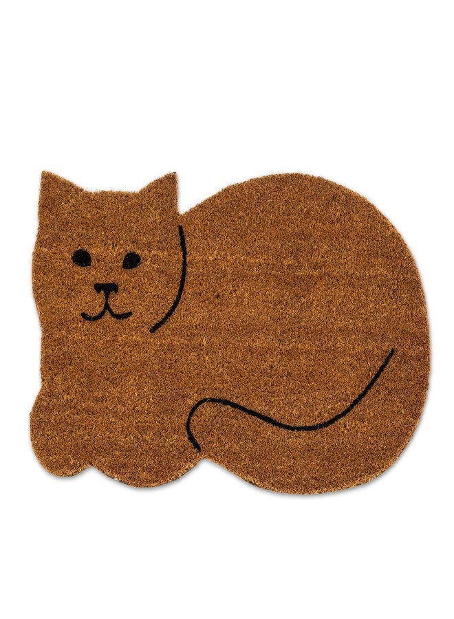 Abbott Collection Resting Cat Shaped Non-Slip Doormat - Coir (18" x 30") - Image 1