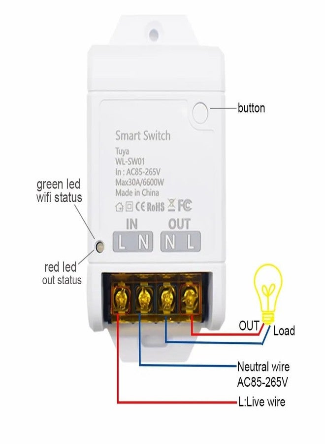 Protium 30A Smart Wireless WIFI with RF Switch Compatible with Alexa, Google home and Smart life app, White (Wifi Router/Hotspot Required) - Image 2