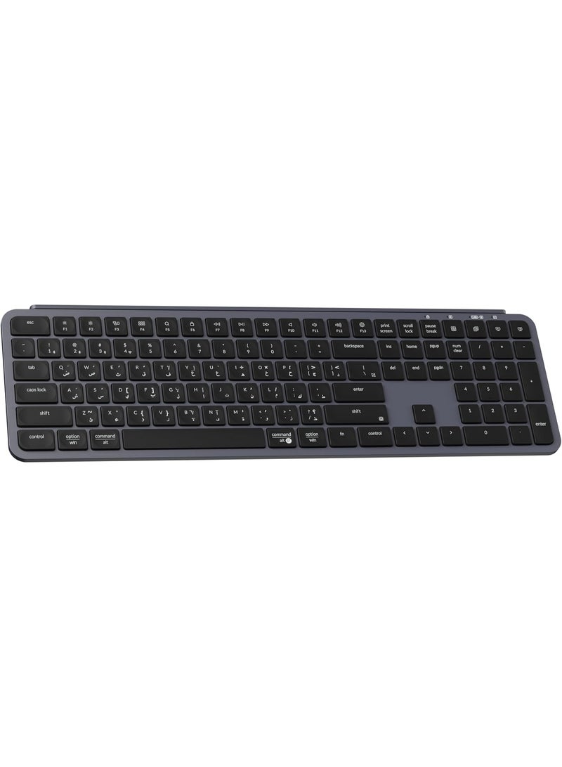 Keychron Keychron B6 Pro Ultra-Slim Full-Size Wireless Keyboard – 109 Keys, Tri-Mode (Bluetooth 5.2 / 2.4GHz / USB-C), Scissor Switches, Long Battery Life, Arabic & English Layout – Black - Image 1