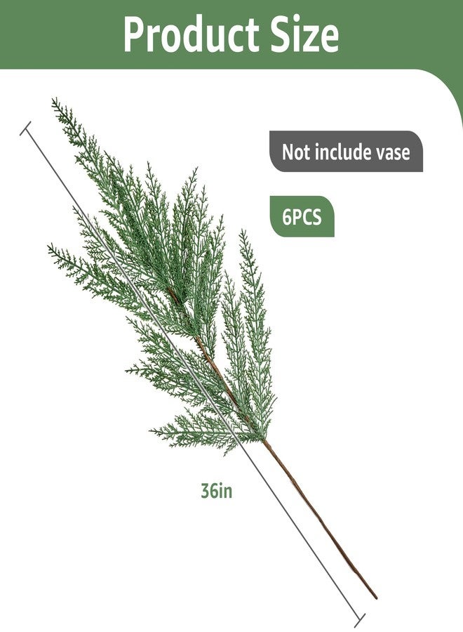 NUTIKAS Christmas Cypress Stems for Vases Cedar - Real Touch Realistic Artificial Faux Greenery Pine Branches Fillers and Holiday Home Decor 36 inch Long 6 Pcs - Image 2