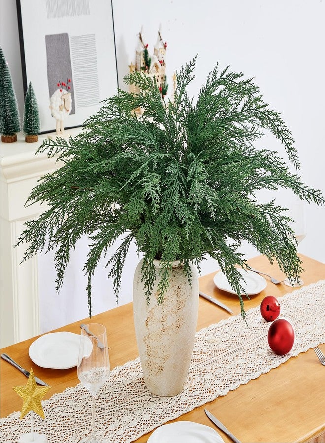 NUTIKAS Christmas Cypress Stems for Vases Cedar - Real Touch Realistic Artificial Faux Greenery Pine Branches Fillers and Holiday Home Decor 36 inch Long 6 Pcs - Image 1