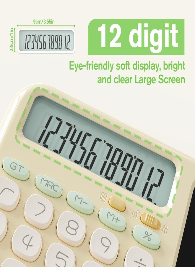 ROATEE Desk Basic Calculator with Notepad for School ROATEE Cute Simple Big Button Standard Kawaii Calculator for Desk Back to School Supplies Non Scientific Calculator Green Basic Calculators for Students - Image 4