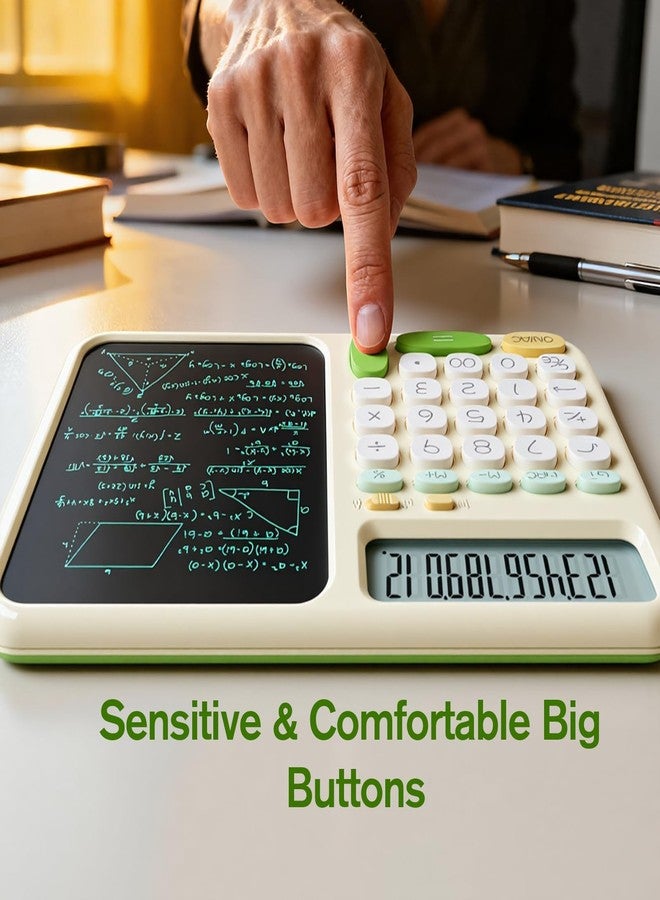 ROATEE Desk Basic Calculator with Notepad for School ROATEE Cute Simple Big Button Standard Kawaii Calculator for Desk Back to School Supplies Non Scientific Calculator Green Basic Calculators for Students - Image 5