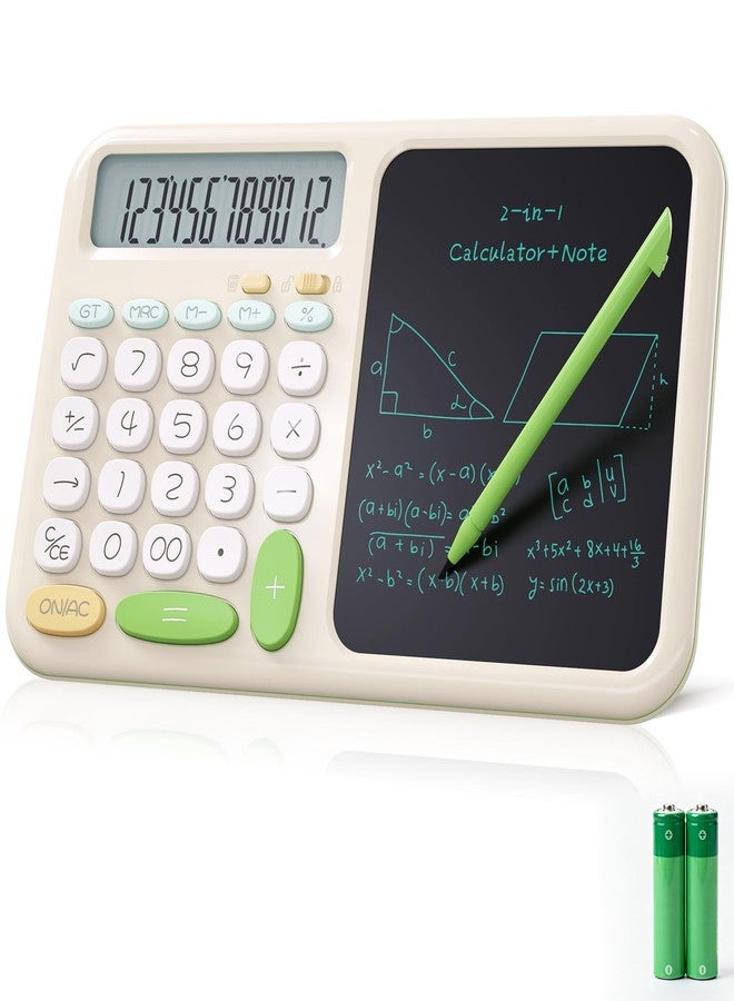 ROATEE Desk Basic Calculator with Notepad for School ROATEE Cute Simple Big Button Standard Kawaii Calculator for Desk Back to School Supplies Non Scientific Calculator Green Basic Calculators for Students - Image 1
