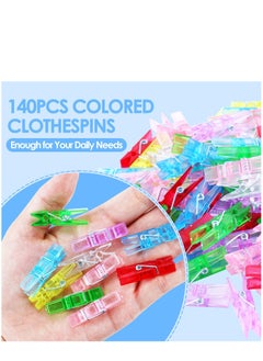 SYOSI 140 Pcs Mini Photo Clips Colored  Small Clips for Hanging Picture String 1.37 Inch Plastic Clothes Pins Transparent 7 Colors  - Image 4