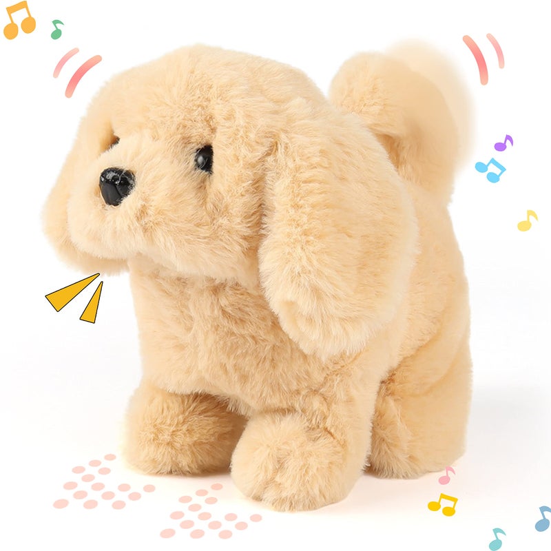 Hopearl Walking Dog Golden Retriever Interactive Electronic Pet Plush Toy Puppy Woof and Moving Animated Nodding Head Gifts for Toddlers Birthday Brown 7 - Image 3