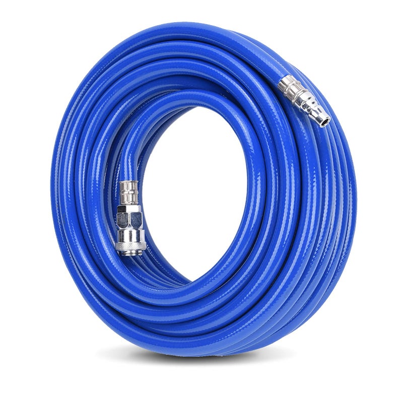 Ejoyous Ejoyous 15m High Pressure Pneumatic Air Line Rubber Hose with Quick Connector, Durable 3 Layer PVC Air Hose, Blue  - Image 1