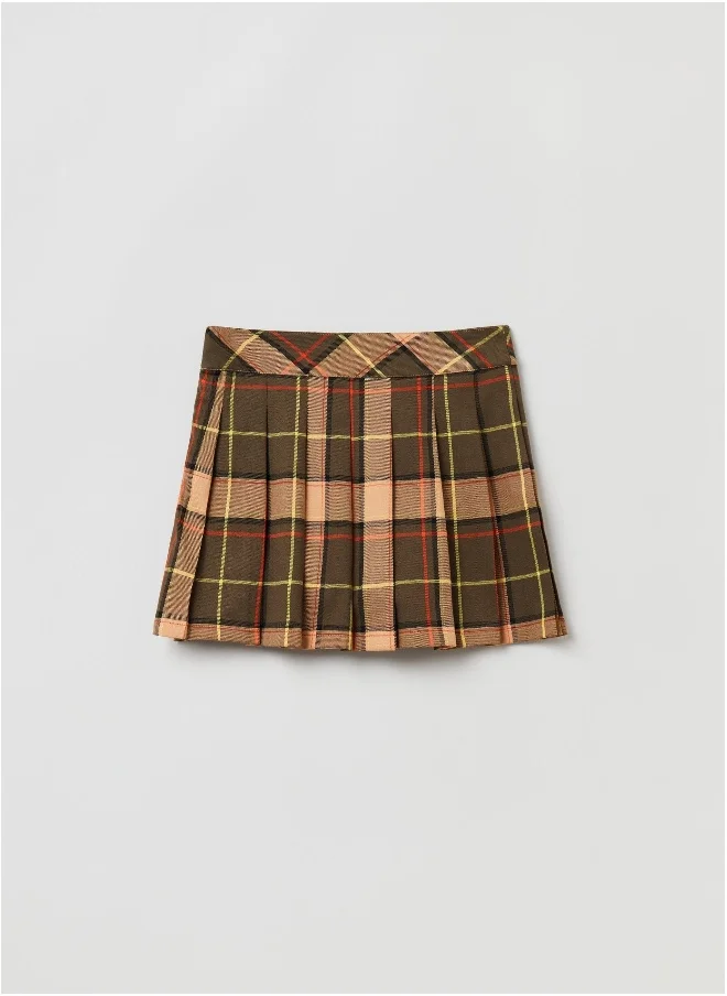 او في اس Ovs Girls Tartan Check Pleated Skirt