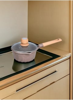 MGC Wooden Handle Non-Stick Spotted Soup Pot Fashion Insulation Wooden Handle Glass Lid Non-Stick Cookware Simple Spotted Wood Top Button Glass Lid Small Cooking Pot  - Image 1