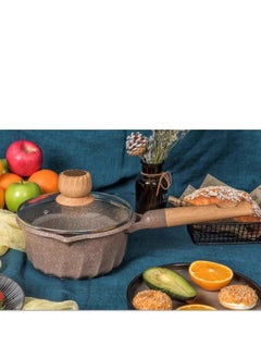 MGC Wooden Handle Non-Stick Spotted Soup Pot Fashion Insulation Wooden Handle Glass Lid Non-Stick Cookware Simple Spotted Wood Top Button Glass Lid Small Cooking Pot  - Image 5