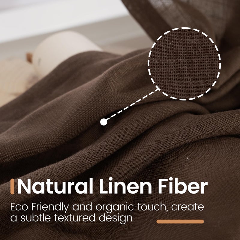 BGment Brown Linen Short Curtains 36 Inch Length for Window, Small Sheer Drapes for Kitchen Cafe Over Sink Bathroom Decor Lightweight Rustic Country Textured Rod Pocket, 2 Panels, Each 30 Inch Wide - Image 3