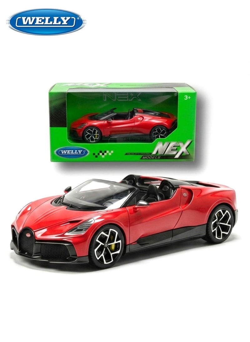 Welly Bugatti W16 Mistral Roadster Diecast Model - Red Luxury Supercar Replica - Image 1