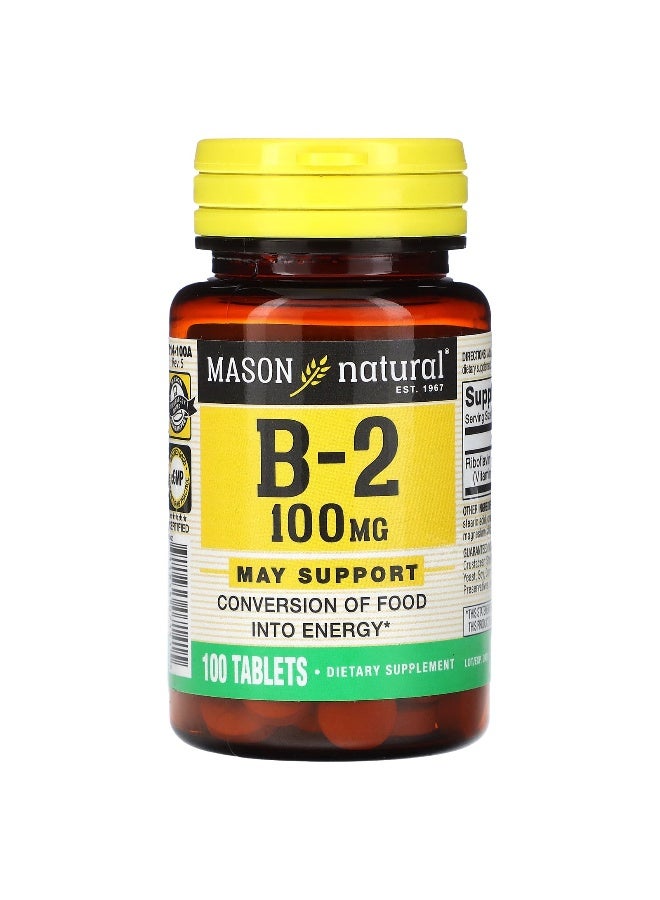 Mason Natural ماسون ناتشورال، فيتامين ب-2، 100 ملغ، 100 قرص - Image 1