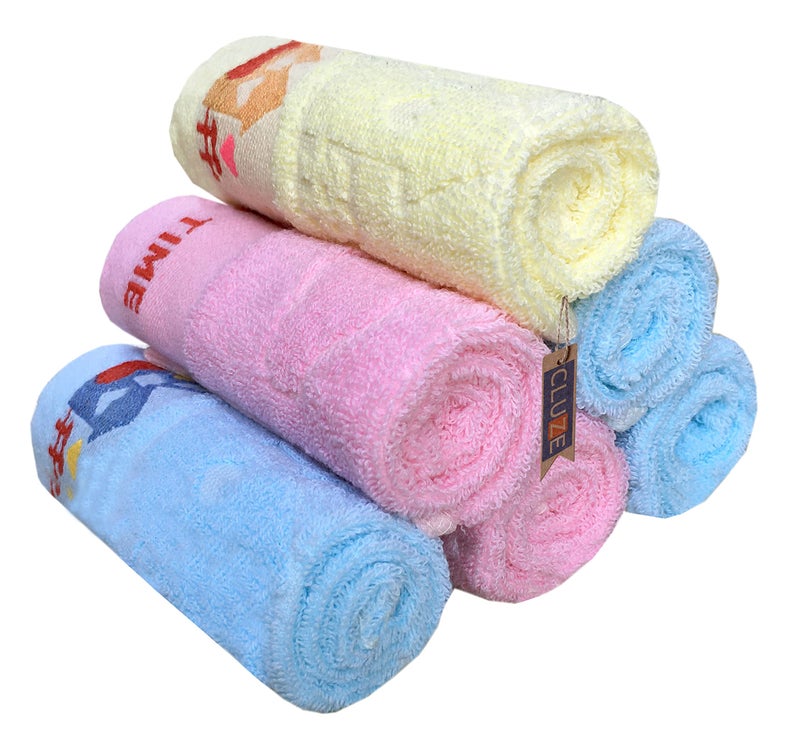CLUZE Cotton Small Size Handkerchief/Rumal - 400 GSM Face Towels for Women's, Kids and Newborn Babies- (Multicolor, Pack of 6) - Image 4