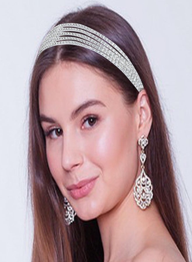HLTOO Rhinestone Headpiece, Silver Roaring 20s Headbands with Elastic Band for women, Head Chain Hair Accessories, for Wedding Bridal Cosplay Halloween Art Decor Party - Image 4