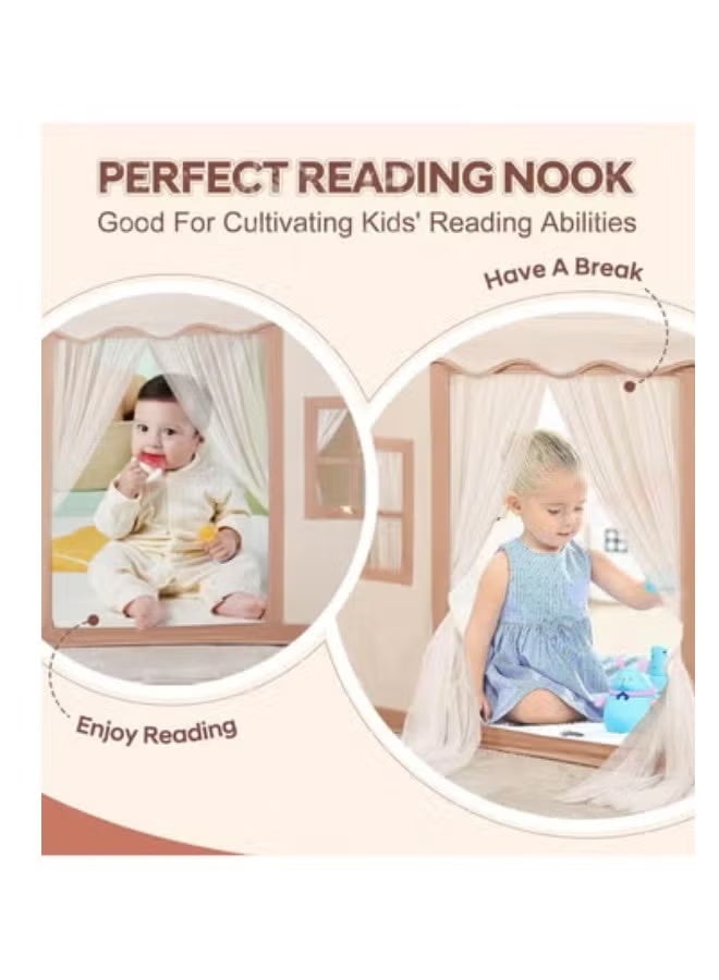 Large Kids Tent Playhouse Basic Mat with Star Lights, Flags and Tote Bags, Kids Play Tent Indoor & Outdoor, Washable Tent for Boys & Girls, Kids Play House for Toddler, Neutral Color - Image 2