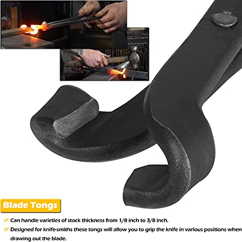 Bonbo Knife Making Tongs Set and Blacksmiths’ Hammer 0000811-1000 Perfect for Assembled Bladesmith Blacksmith Forge Tong Tools Set Vise Tools Anvil Hammer (4-Pieces) - Image 4
