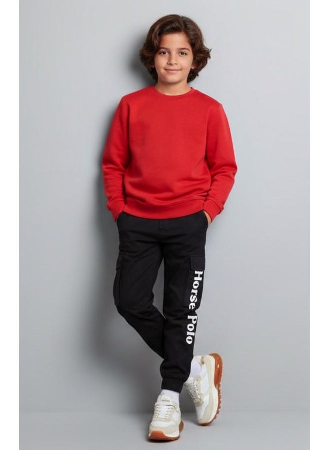 هورس بولو سويت شيرت للاطفال سادة , احمر - Image 1